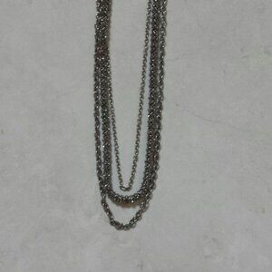 Boutique 3 Chain Sparkly Silver-tone Necklace